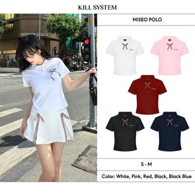 Áo thun Polo kèm tag nơ Miseo chất vải thoáng mát thêu hình - Killsystem