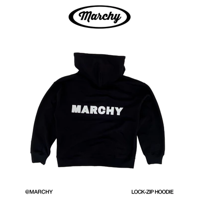 MARCHY - Lock Zip Hoodie - Áo khoác dây kéo khóa gài cổ