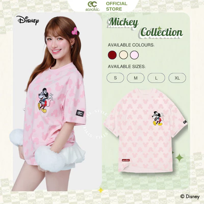 (Tặng túi mini) Áo Phông Oversize ECOCHIC x HÒA MINZY TS013 ICONIC MICKEY Chính Hãng Bản Quyền Disney MICKEY COLLECTION