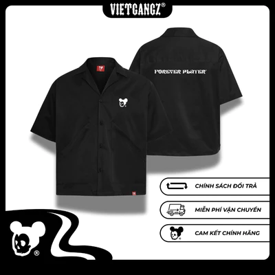 [Chính Hãng] Double Collar Shirt Vietgangz - Form Boxy - Chất Liệu Kaki, Hình In Lụa Thủ Công Tỉ Mỉ