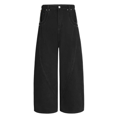 Quần Jeans ống rộng cao cấp - Ivankov Scar Black Washed Jeans