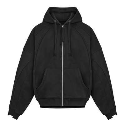 Áo Hoodie Oversized Rã Rập - Ivankov Black Spliced Oversized Zip Hoodie