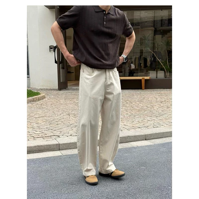 BEIGE VER 2 WIDE STRAIGHT JEANS WHOSE - Quần jeans ống đứng wide fit Whose Studio