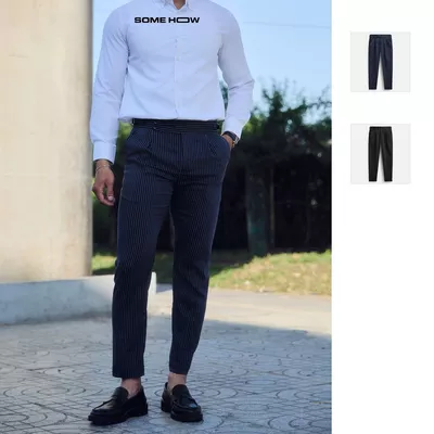 Quần Tây Nam Sidetab Formal Stripes, Chất Vải Cotton Thoải Mái, QT0029, SOME HOW STORE