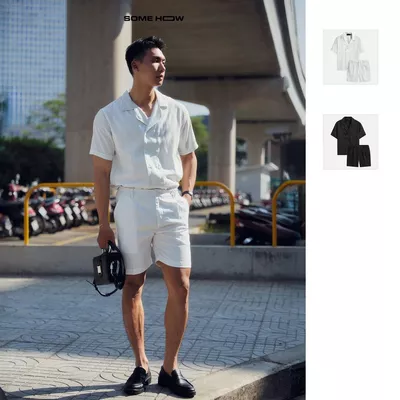 Set Shirt Short 8B Stripes GS, Chất Vải Cotton Poly Thoải Mái, SB0044, SOME HOW STORE