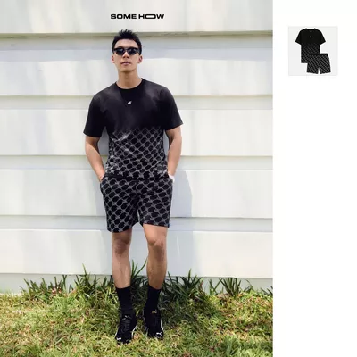 Set Nam T-shirt Short Gradient Mono Effect, Chất Vải Cotton Thoải Mái, SB0051, SOME HOW STORE