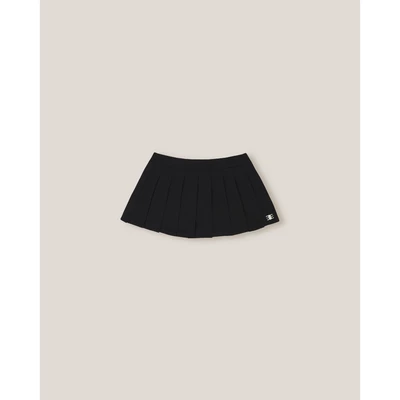 Eleven - Chân váy xếp ly Embroidered Mono Pleated Mini - màu Đen