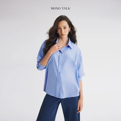 Áo sơ mi Clean Oversized Shirt MONO TALK (xanh da trời) vải poplin hạn chế nhăn, mềm mát T10012FT