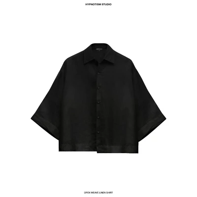 HYPNOTISM | OPEN WEAVE LINEN SHIRT - Áo sơ mi linen mỏng, tay lửng form rộng