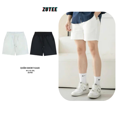 Quần short kaki nam trơn cạp chun ZUTEE quần đùi kaki nam