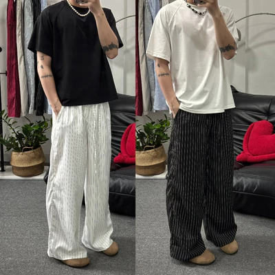 Quần ống rộng kẻ sọc ZUTEE form quần ống suông unisex vải không nhăn mềm mát