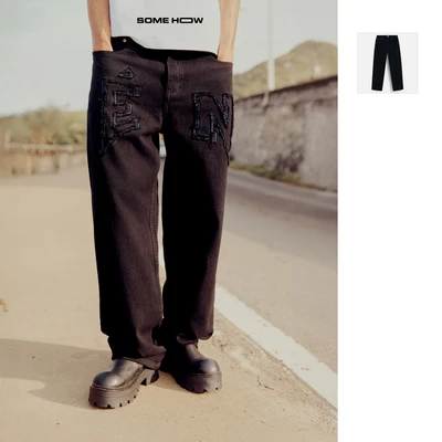  Quần Jean Straight Grand Words Black * Én Col 25 , Chất Vải Jean Cotton Thoải Mái, QJ0119, SOME HOW STORE