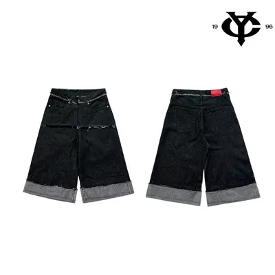 WHOSE x YC1996 - Quần Short Baggy Ống Rộng Xắn Gấu Ghép Tối 2 Tầng Local Brand Unisex