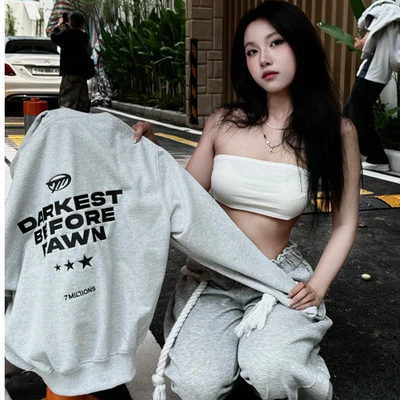 Áo Khoác Hoodie Zip "Darkest Before Dawn" Oversized 7MILLIONS (Xám & Đen)