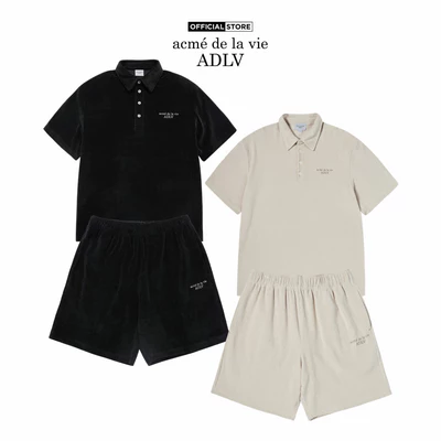 Bộ quần áo ADLV Terry Logo Embo dáng oversized màu đen/be sáng - Hàng chính hãng