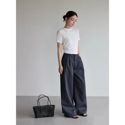 Quần dài sọc ống rộng lưng liền 𝐒𝐎𝐌𝐒 | 𝐂𝐚𝐥𝐦 𝐏𝐚𝐧𝐭𝐬