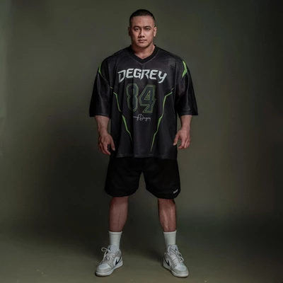 Áo thun thể thao màu CYBER GREEN NEON Degrey Jersey 84 cổ tim - JERCYBERG