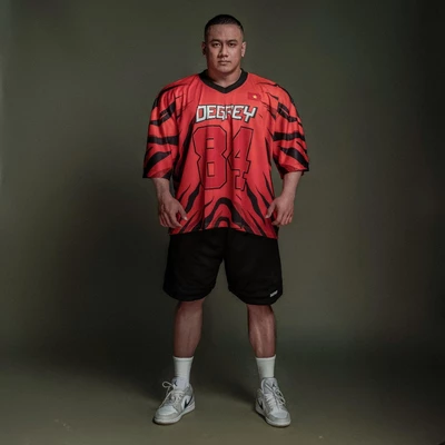 Áo thun thể thao màu cam TIG ER Degrey Jersey 84 cổ tim - JERTIGE
