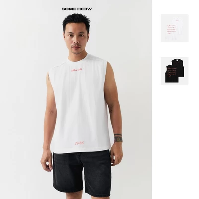 Áo Tanktop Nam Boxy Wordings, Chất Vải Cotton Thoải Mái, TT0012, SOME HOW STORE
