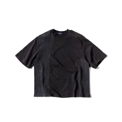 Áo thun "GOLDIE PANELLED PADDED WASHED" màu đen washed 100% cotton