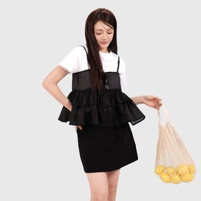 Áo Hai Dây Cột Nơ Nữ Bèo Nhún Tơ Nến Dáng Babydoll Xinh Xắn - Mellow Top - THE J STUDIO