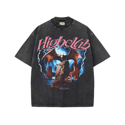 Áo thun MOTD WASH TEE HIGHCLUB cổ tròn form oversize màu ĐEN - Unisex