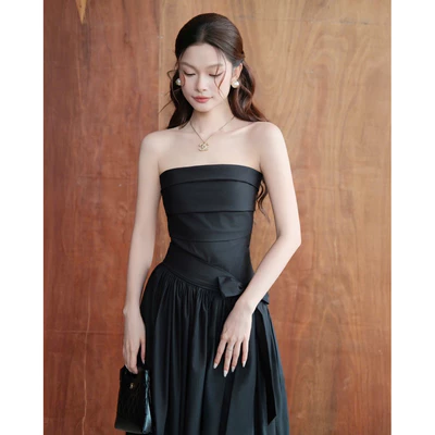 RUBIES Dovey Dress - Đầm Dài Nữ Vải Kate Dáng Tùng Xòe Cúp Ngực