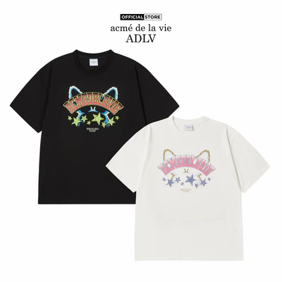 Áo Thun ADLV Star Rabbit dáng oversized màu đen/kem - Hàng chính hãng