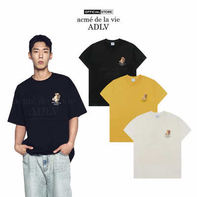Áo Thun ADLV Beach Bear (Duty-Free Shop Exclusive) Dáng Oversized Màu Đen/Kem/Vàng - Hàng chính hãng