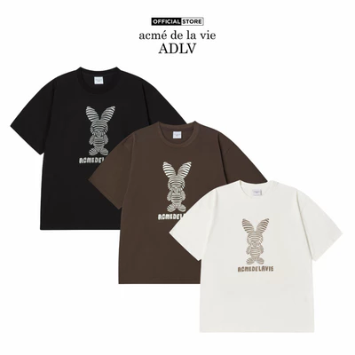 Áo Thun ADLV Stripe Rabbit dáng oversized màu đen/kem/nâu đậm - Hàng chính hãng