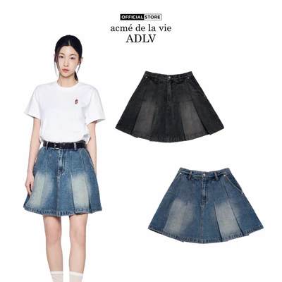 Chân Váy Denim ADLV Dennis dáng chữ A màu đen/xanh dương - Hàng chính hãng