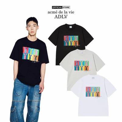 Áo Thun ADLV Alien Rabbit Popart dáng Oversized màu đen/trắng/xám nhạt - Hàng chính hãng