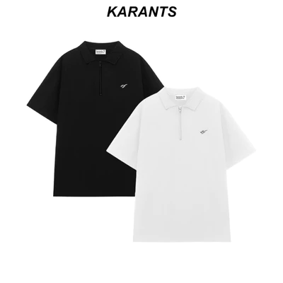 Karants Áo Polo Oversize Vải Cotton Cá Sấu Gắn Thanh Kim Loại Trơn Nam Nữ Unisex - KR259
