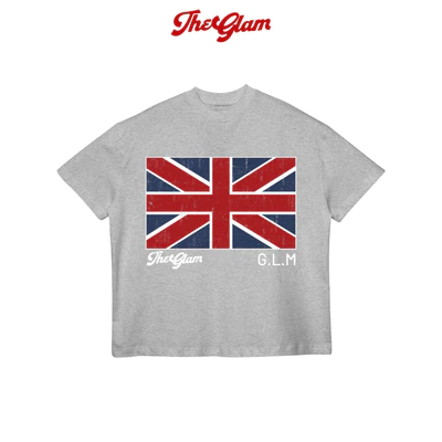 TheGlam CHÍNH HÃNG - Áo Thun Form Boxy "UK FLAG" UNISEX - Màu Xám Tiêu - TS03-01