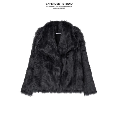 Áo Khoác Lông Faux Fur Jacket 67PERCENT / 67% Màu Đen Chất Liệu Mêm Mịn Cao Cấp