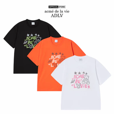 Áo Thun ADLV Universe Drawing dáng oversized màu đen/cam/trắng - Hàng chính hãng