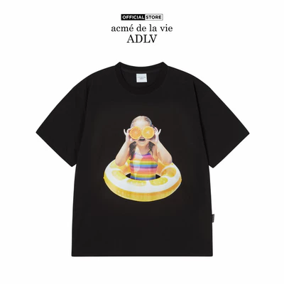 Áo Thun ADLV Baby Face Orange Tube dáng oversized màu đen - Hàng chính hãng