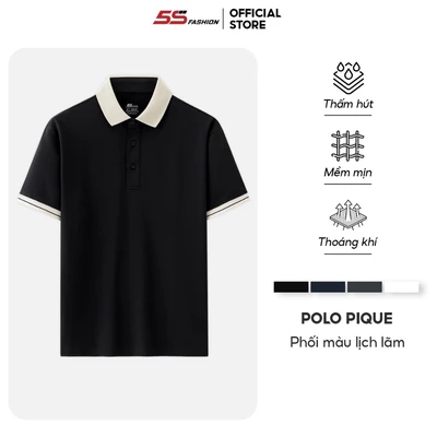 Áo Polo Nam Cổ Phối Màu 5S FASHION Vải PIQUE Thoáng Khí, Thấm Hút, Thiết Kế Lịch Lãm 01-APC25033