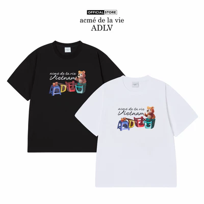 Áo Thun ADLV Ac Bear X Trà Đá Vỉa Hè Vietnam Exclusive dáng oversized màu đen/trắng - Hàng chính hãng