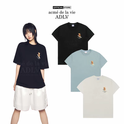 Áo Thun ADLV Surf Bear Đen (Duty-Free Shop Exclusive) Dáng Oversized Màu Đen/Kem/Xanh Mint - Hàng chính hãng