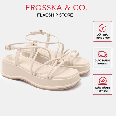 Giày sandal nữ đế xuồng phối dây quai mảnh thiết kế basic màu nude cao 6cm - SB014.