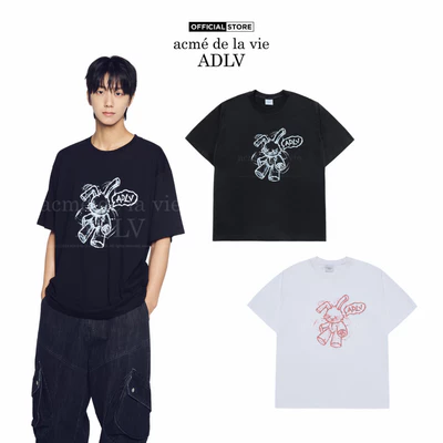 Áo Thun ADLV Handsketch Rabbit Dáng Oversized Màu Đen/Trắng - Hàng chính hãng