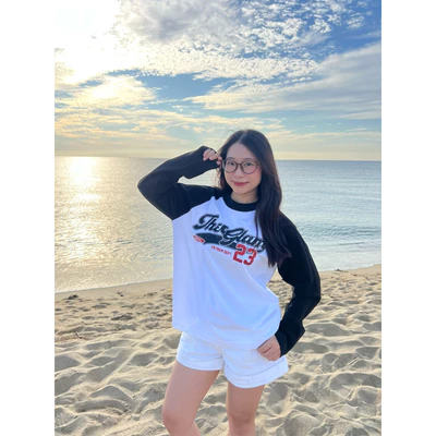 TheGlam CHÍNH HÃNG - Áo Thun Tay Dài Raglan UNISEX TheGlam "RETRO 23" Màu Trắng/Đen&Xám/Navy - TS05-11.12