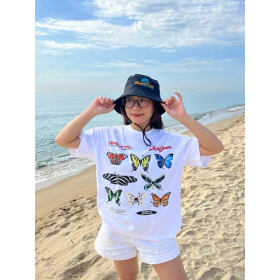 TheGlam CHÍNH HÃNG - Áo Thun Trắng "BUTTERFLY GALLERY" UNISEX Form Boxy - TS02-13