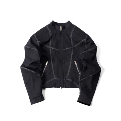 Áo khoác "PADDED ZIPPED DENIM JACKET" màu đen
