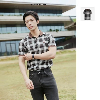 Áo Polo Nam Brown Collar Check New Label, Chất Vải Cotton blend Thoải Mái , PL0119,SOME HOW STORE