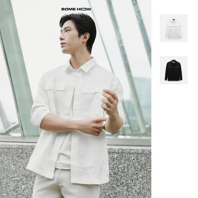 Áo Sơ Mi Nam Relaxed Snap Line Pattern, Chất Vải Cotton Thoải Mái, SM0145, SOME HOW STORE