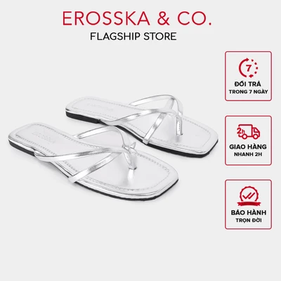 Erosska - Dép nữ đế bằng quai dây xỏ ngón kiểu dáng đơn giản màu bạc - DE075