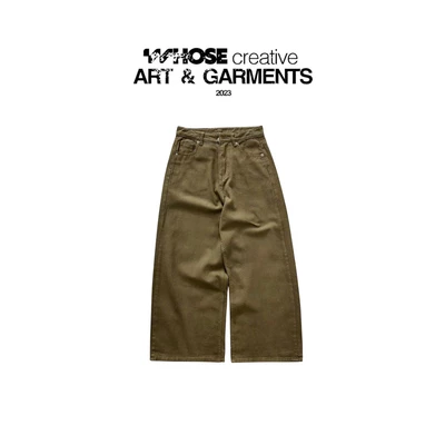 BROWN LOOSE PLEAT ( Không Dây )  - Quần jeans ống rộng unisex nam nữ WHOSE STUDIO 2093