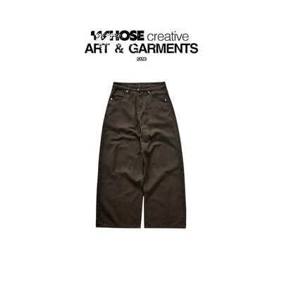 DARK BROWN LOOSE PLEAT ( Không Dây ) - Quần jeans ống rộng unisex nam nữ WHOSE STUDO 2094